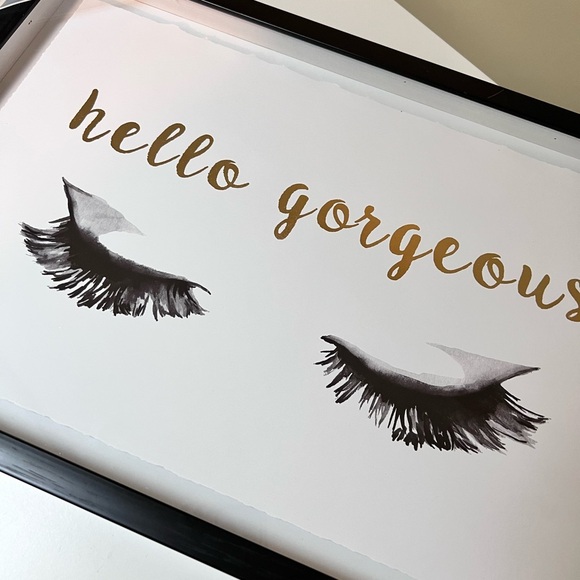 Marmont Hill Gold and Watercolor Art Print. ‘Hello Gorgeous’ - Picture 2 of 7